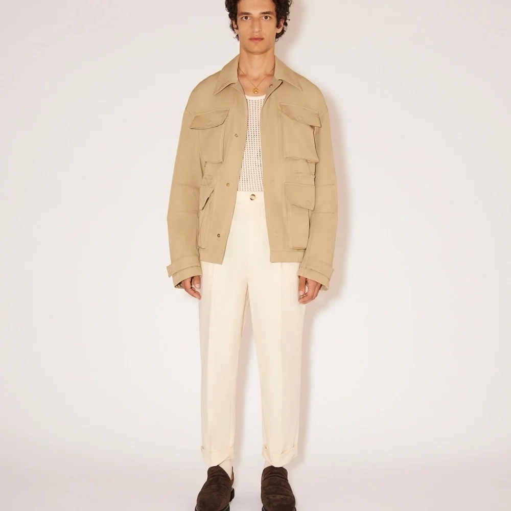 NWT NANUSHKA | GINI - Heavy Poplin High Rise Tailored Pants - Creme | Size Large